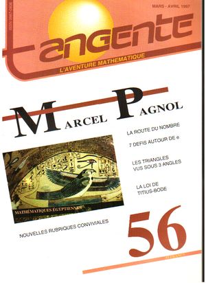 Numéro 56 Tangente magazine - Marcel Pagnol